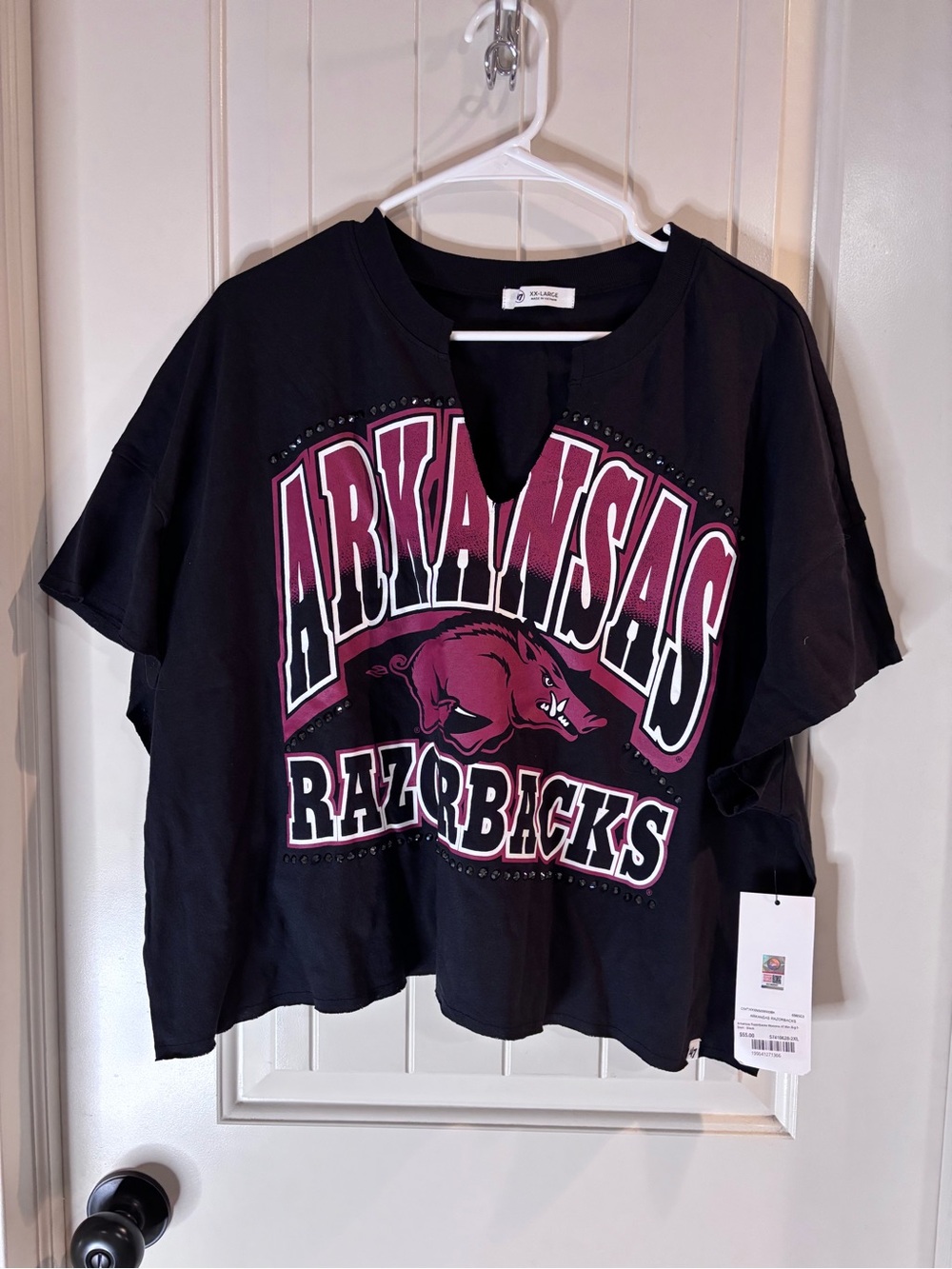 Arkansas Razorbacks Black Graphic Crop Tee